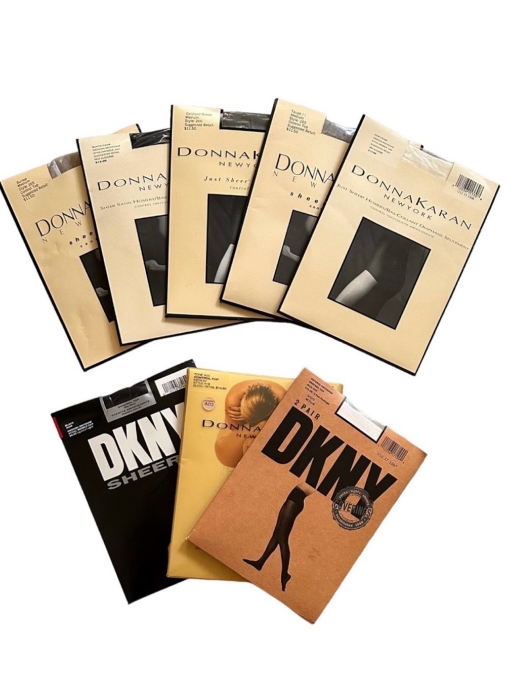 9 Pairs of Donna Karen Assorted Colors Control Top Hosiery Size Medium
